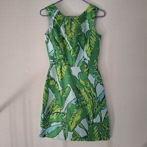 Vineyard Vines Green Leaf Print Mini Dress